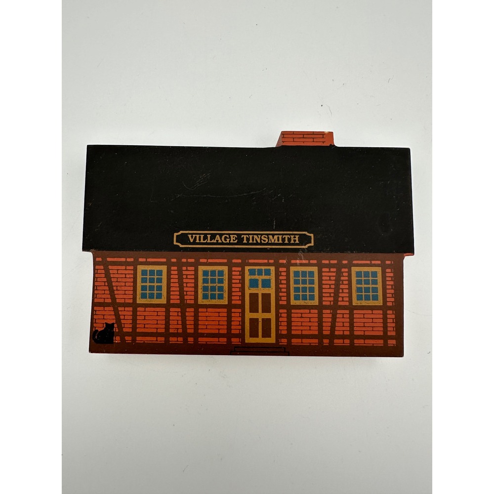 The Cat's‎ Meow Village Tinsmith Wood Block Shelf Sitter OS Brown Red Black 1989